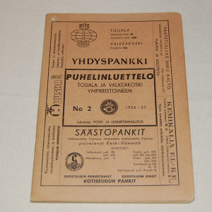 Puhelinluettelo Toijala ja Valkeakoski ympäristöineen 1956-57